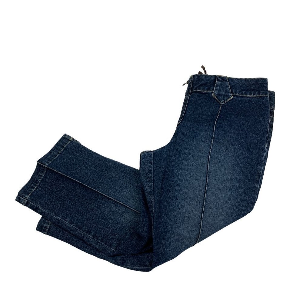 Jordache Vintage Boho Zip Front/Tie Back Detail Cropped Jeans Junior's SZ 13/14